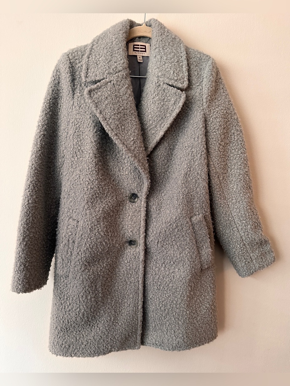 E3 by Etcetera Cozy Baby Blue Grey Teddy Coat - Women’s Jacket & Coat